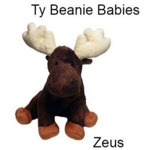 Ty Beanie Babies Zeus the Moose  Brown Stuffed Animal Plush Toy 2002 Retired